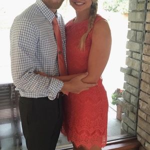 Coral Stella Luce Lace Dress